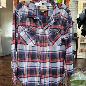 Flannel Plaid Button-Up Shirt Men’s Large